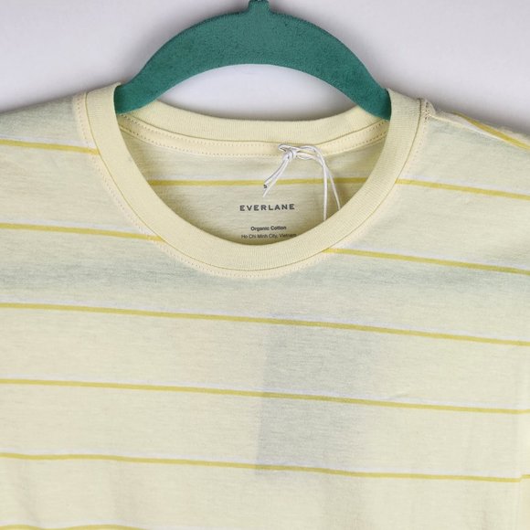 NWT Everlane Organic Cotton Short Sleeve Crewneck Tee Yellow Stripe sz S - Picture 3 of 8